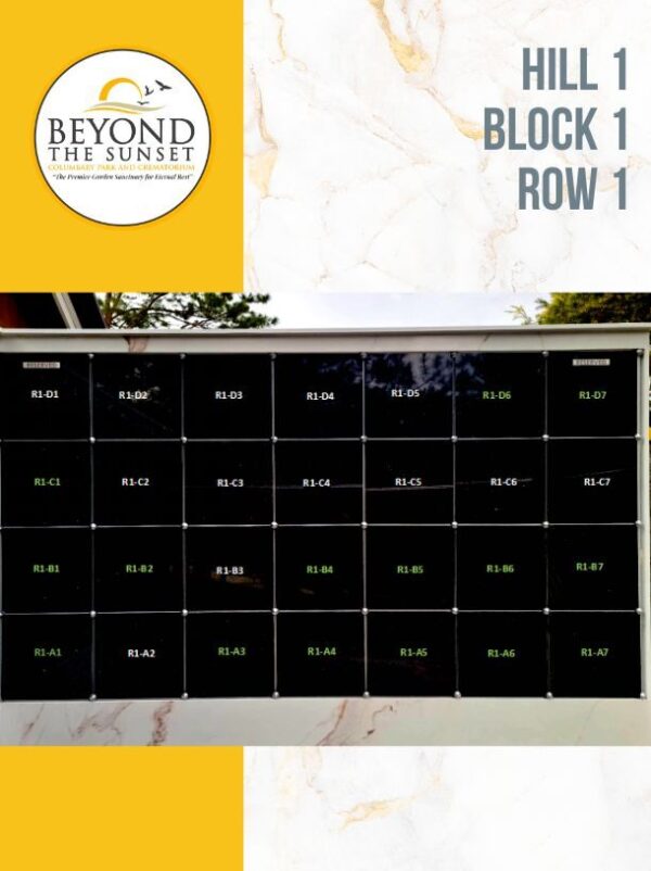 Hill 1 B1 - Row 1 LEVEL CDE REGULAR VAULTS (4 Urns Capacity)