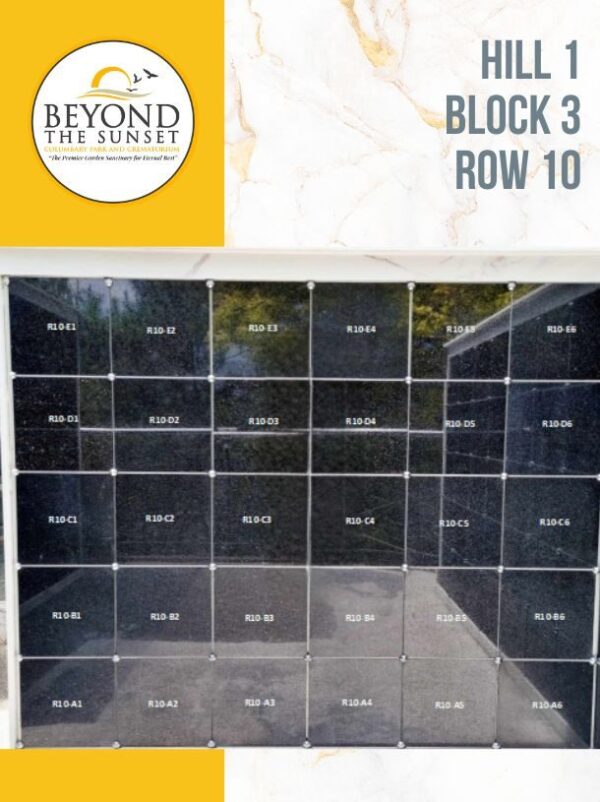 Hill 1 B3 - Row 10 LEVEL ABF REGULAR VAULTS (4 Urns Capacity)