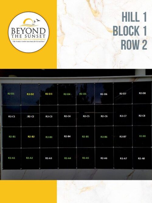 Hill 1 B1 - Row 2 LEVEL ABF REGULAR VAULTS (4 Urns Capacity)