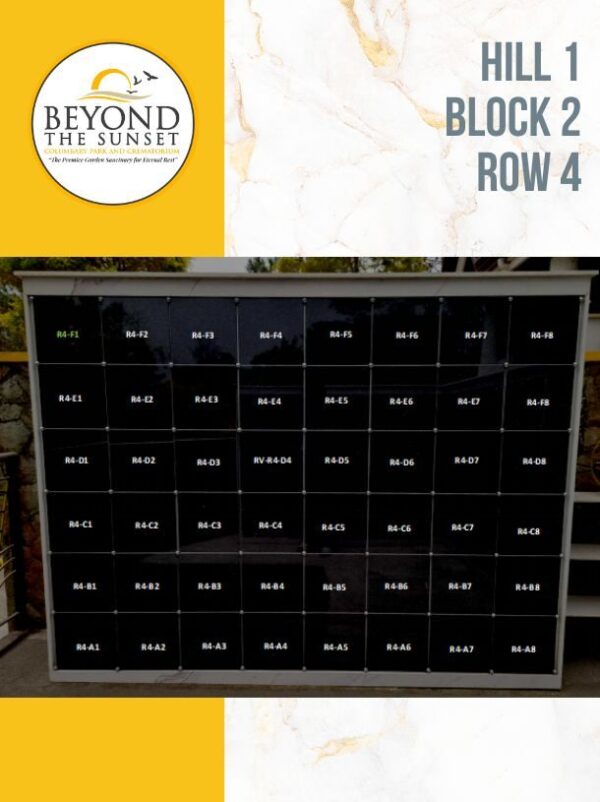 Hill 1 B2 - Row 4 LEVEL CDE REGULAR VAULTS (4 Urns Capacity)