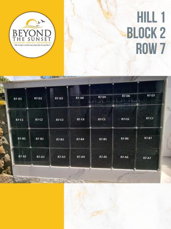 Hill 1 B2 - Row 7 LEVEL ABF REGULAR VAULTS (4 Urns Capacity)