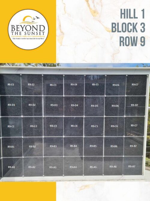 Hill 1 B3 - Row 9 LEVEL ABF REGULAR VAULTS (4 Urns Capacity)